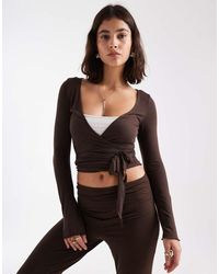 Pieces - Ballerina-Overslagtop - Lyst
