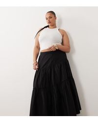 ASOS - Asos Design Curve Asymmetric Tiered Boho Maxi Skirt - Lyst