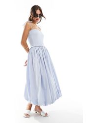 ASOS - Cami Strap Ribbed Bodice With Poplin Skirt Midi Dress - Lyst
