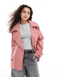 ASOS - Oversized Short Trench Coat With Belt - Lyst