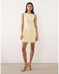 Sister Jane - Jacquard Boat Neck Volume Lace Underskirt Mini Dress - Lyst