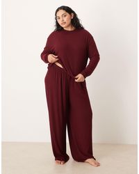 ASOS - Asos Design Curve Lounge Mix & Match Rib Wide Leg Pants - Lyst