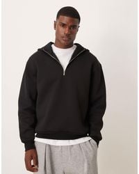 ASOS - Sweat à capuche oversize en imitation néoprène épais à col cheminée zippé - Lyst