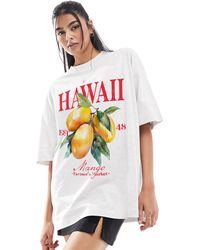 ASOS - T-shirt boyfriend ghiaccio mélange con grafica di frutta e scritta "hawaii" - Lyst