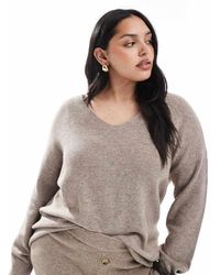 ONLY - V-neck Loose Ribbed Sweater - Lyst