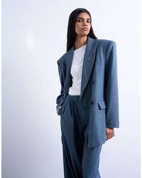 TOPSHOP - 80s Double Breasted Oversized Suit Blazer - Lyst