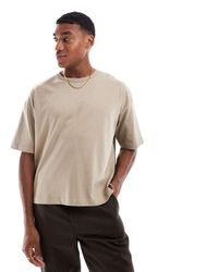 ASOS - Camiseta Color Piedra De Corte Cuadrado Extragrande De Tejido Grueso De 240 G/M² De -Verde - Lyst