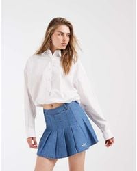 adidas Originals - Denim Pleated Skirt - Lyst