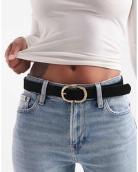 Pieces - Suede Double Buckle Belt - Lyst