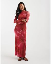 Vero Moda - Long Sleeve Drapey Mesh Maxi Dress - Lyst
