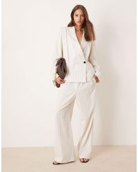 ASOS - Pantalon à enfiler coupe fuselée ajustée en lin mélangé rayé - Lyst
