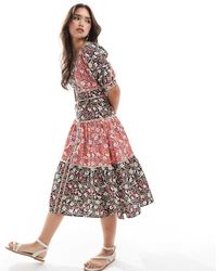 Glamorous - Tiered Button Front Midi Dress - Lyst