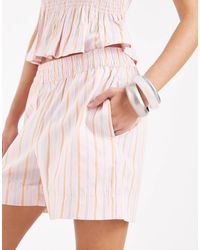 Vero Moda - Pantalones Cortos A Rayas Rosas Y Naranjas Sin Cierres De Popelina (Parte De Un Conjunto) - Lyst