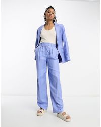 & Other Stories Linen-blend Tailored Pants - Blue