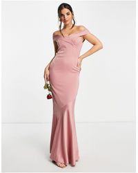 Oasis Bridesmaid Flutter Sleeve Maxi Dress - Pink