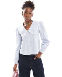 Motel - Nelcy Striped Collar Detail Blouse - Lyst