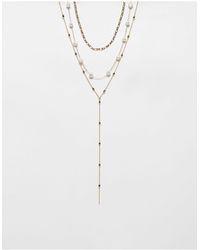 TOPSHOP - Nora Pack Of 3 Pearl And Lariat Mixed Necklaces - Lyst