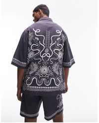 TOPMAN - Co-ord Short Sleeve Relaxed Embroidered Back Shirt - Lyst