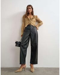 TOPSHOP - Faux Leather Barrel Leg Trouser - Lyst