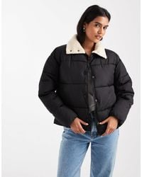 ONLY - Borg Collar Detail Padded Jacket - Lyst
