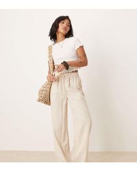 ASOS - Asos Design Petite Pull On Trousers With Linen - Lyst