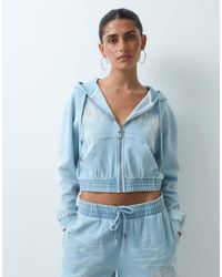 Juicy Couture - Iccle Washed Diamante Logo Zip Up Hoodie - Lyst
