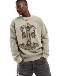 Only & Sons - Felpa oversize color pietra slavato con stampa dei guns n' roses - Lyst