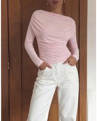 NA-KD - Soft Line Long Sleeve Draped Top - Lyst