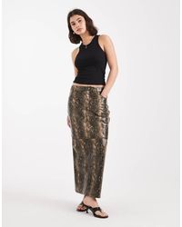 French Connection - Pu Snake Print Midi Skirt - Lyst