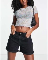 ONLY - Vega Low Rise Rolled Hem Denim Mom Shorts - Lyst