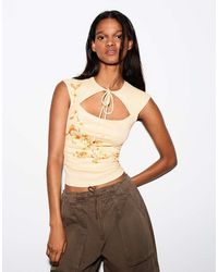 Bershka - Printed Top With Split - Lyst