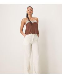 ASOS - Asos Design Tall Relaxed Straight Leg Trousers With Linen - Lyst