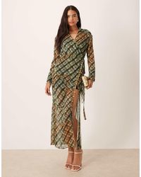 ASOS - Long Sleeve Wrap Midi Dress - Lyst
