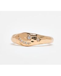ASOS - Asos Design Curve Ring With Molten Texture And Cubic Zirconia Stones - Lyst