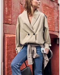 Stradivarius - Cropped Shawl Neck Trench Coat - Lyst