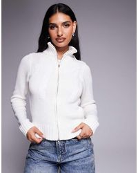 Princess Polly - Geribbeld Gebreid Vest Met Hoge Hals En Rits - Lyst