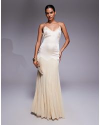 ASOS - Dropped Waist Satin And Chiffon Mix Maxi Dress With Full Godet Skirt - Lyst