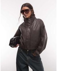 AllSaints - Ryder Leren Jack Met Opstaande Kraag - Lyst