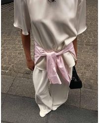 NA-KD - Satin Shoulder Pad T-Shirt - Lyst