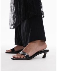TOPSHOP - Inga Square Toe Slip On Mid Heeled Sandals - Lyst