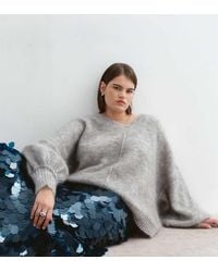 ARRANGE - Curve Premium Oversized Mohair Rich V-neck Jumper - Lyst