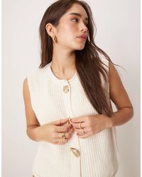 ASOS - Knitted Boxy Waistcoat With Multi Shell Buttons - Lyst