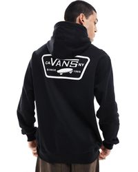 Vans - Felpa Nera Con Cappuccio E Stampa Sul Retro - Lyst