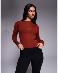 ASOS - Sheer Second Skin Asymmetric Hem Long Sleeve Top - Lyst