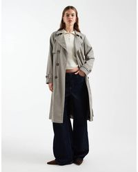 New Look - Check Trench Coat - Lyst