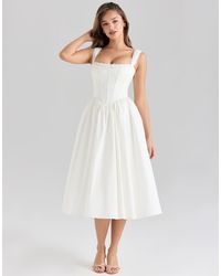 House Of Cb - Amara Stretch Cotton Corset Midi Dress - Lyst