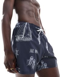 Hollister - 5inch Maritime Print Swim Shorts - Lyst