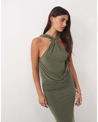 ASOS - Sleeveless Cowl Front Maxi Dress With Trim Neck Detail - Lyst