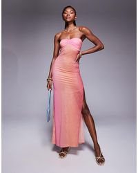 Princess Polly - Semi Sheer Bandeau Side Split Mesh Maxi Dress - Lyst