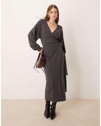 Pretty Lavish - Beau Wrap Knit Midaxi Dress - Lyst